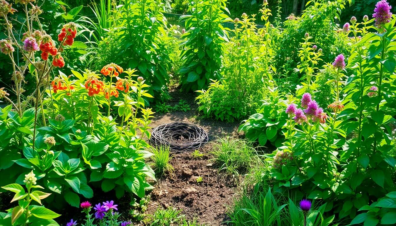 Utilisation stratégique des plantes compagnes autour du site de compost