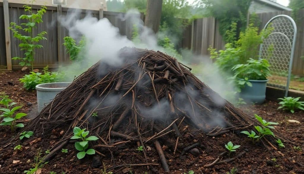 Qu'indiquent les montées de vapeur du tas de compost ?