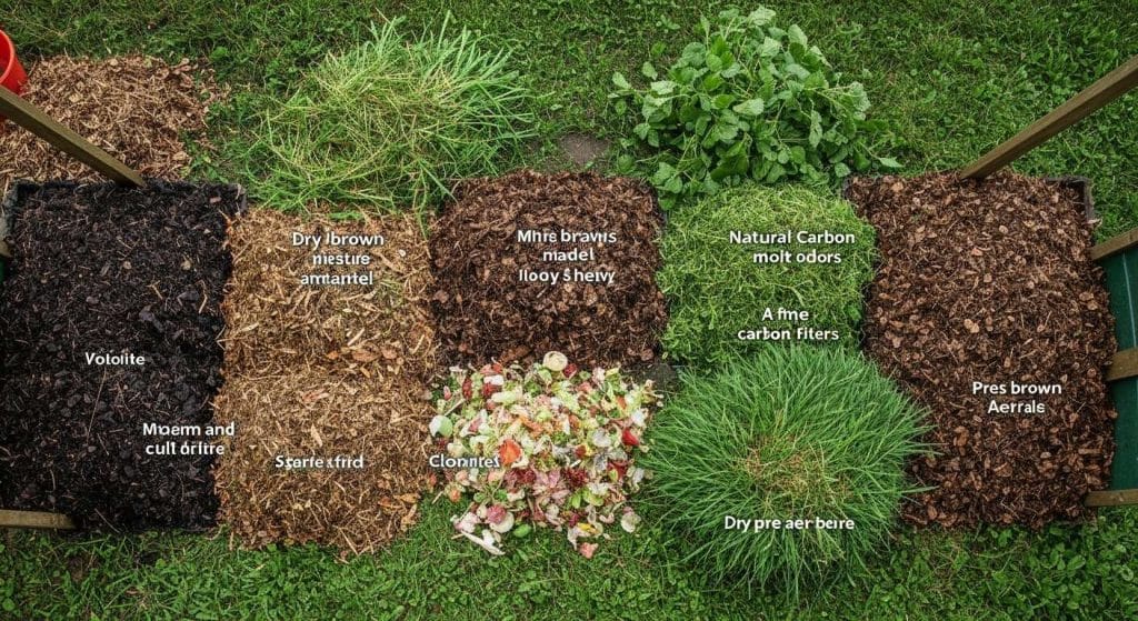 Choix de matériaux pour minimiser les odeurs de compostage