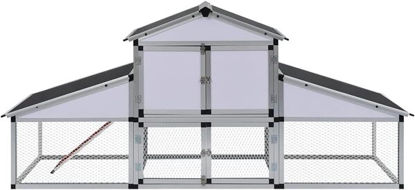 vidaXL Grande Cage à Poules Poulailler Aluminium MDF avec Rampes et 1 Pondoir