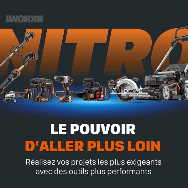 WORX Élagueuse Mini Tronçonneuse sans Fil 20V WG325E, Brushless, Guide 12 cm, coupe 10 cm, pour élagage, taille, ébranchage, tronçonnage, capot de protection,livrée avec 1 batterie 2Ah
