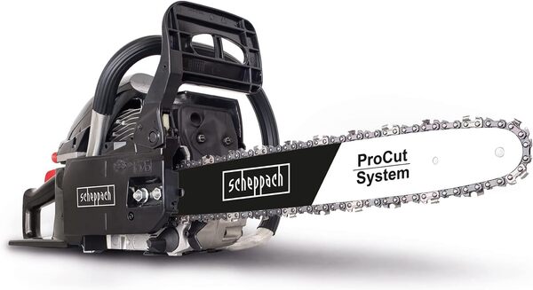 Scheppach Tronçonneuse Thermique CSH46 | Moteur 2T de 46cm3 | Chaîne et guide Procut 46cm | Lubrification automatique de la chaîne | Frein de chaîne intégré | Anti-vibrations & Légère 5910109905