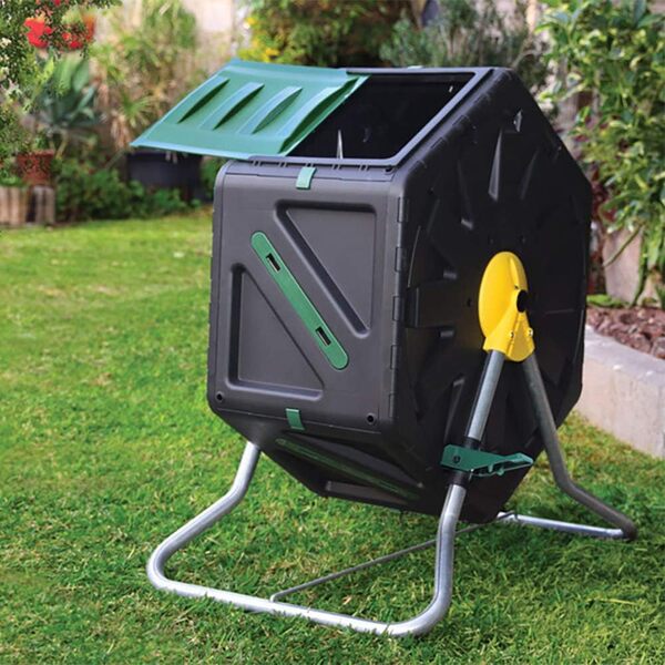 Miracle-GRO Gobelet à Compost à Double Chambre – Gobelet à composteur d'extérieur Facile à Tourner pour Un compostage Rapide – Bac à compostage Robuste avec 1 Porte coulissante (70 litres)