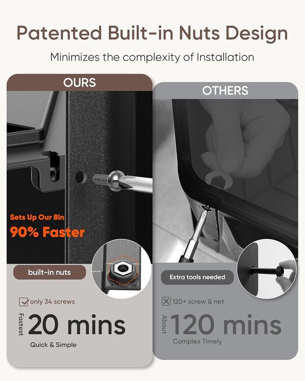 THE GROW'ING Composteur d'extérieur de 100 litres : design supérieur à double chambre avec 2 portes coulissantes et système d'aération optimisé pour un compostage sans effort dans la cuisine, le