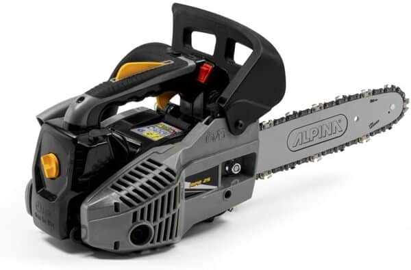 Alpina Tronçonneuse d'élagage APR 25 (10)’’, Guide-chaîne 25 cm (10’’), Moteur thermique 25,4 cc, 900 W, Vitesse de chaîne 21 m/s, Pompe à huile automatique et réglable