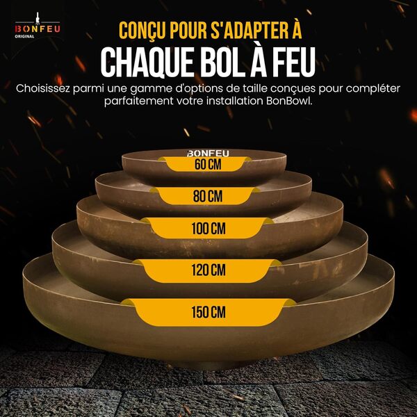 BonFeu BonBowl Brasero Extérieur - Barbecue 100 cm en Acier Corten pour des Soirées Douces
