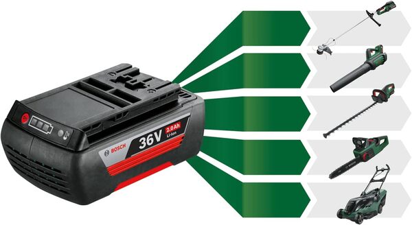 Bosch débroussailleuse sans fil AdvancedBrushCut 36V-23-750 (pour débroussaillages intensifs ; système 36V ; diamètre de coupe : 33 cm (fil), 23 cm (lame); 1 Batterie 2,0 Ah et chargeur)