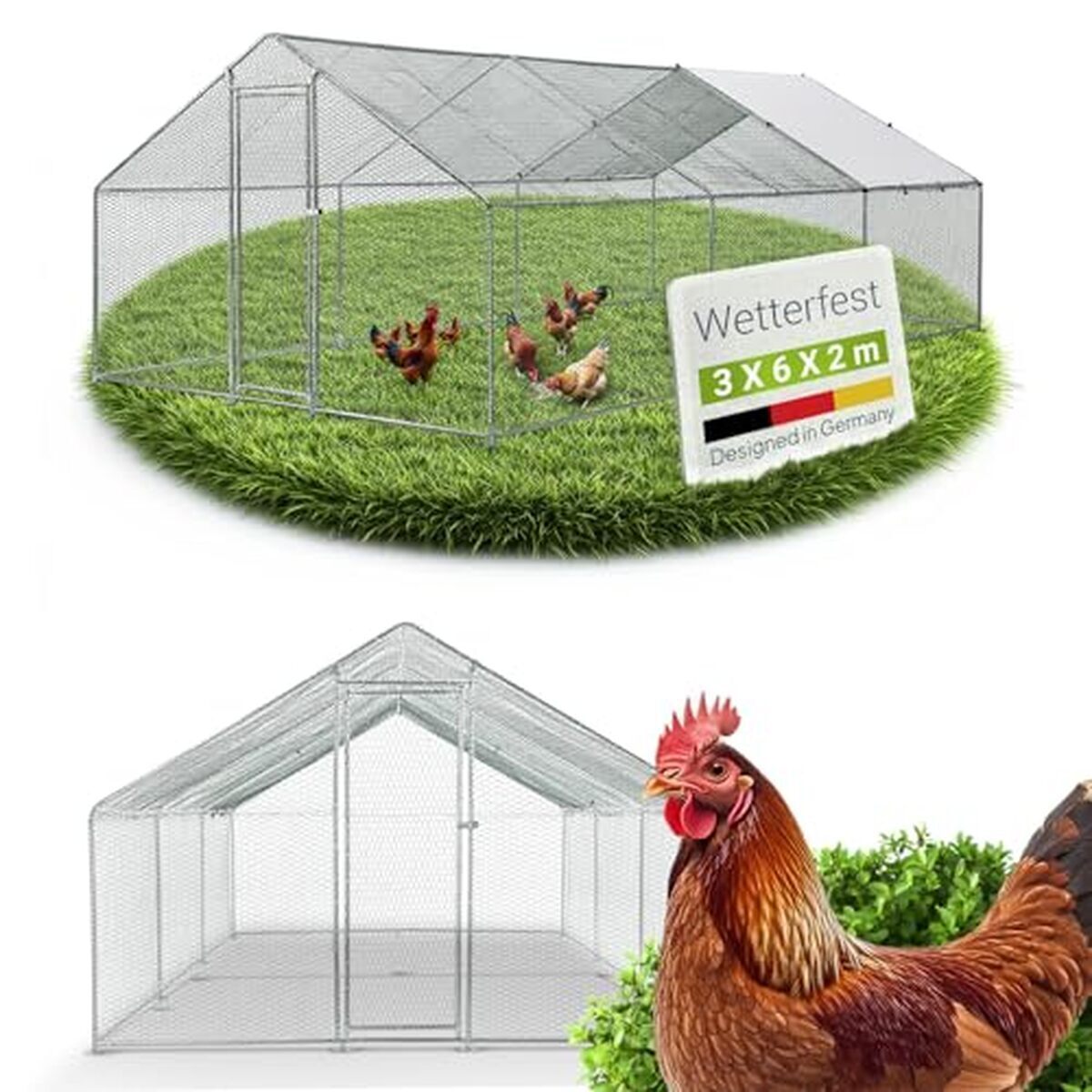 Test de l'enclos Juskys 3x6 : poulailler en métal 18 m² avec porte et verrou