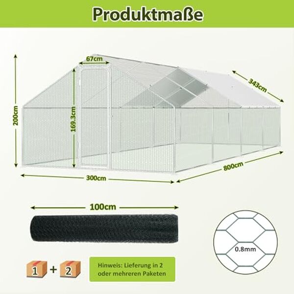 Découvrez l'enclos Jopassy 3 x 8 m : une solution alliant espace généreux et sécurité pour vos animaux. Protégez-les et assurez-leur un confort inégalé avec cet enclos de qualité.