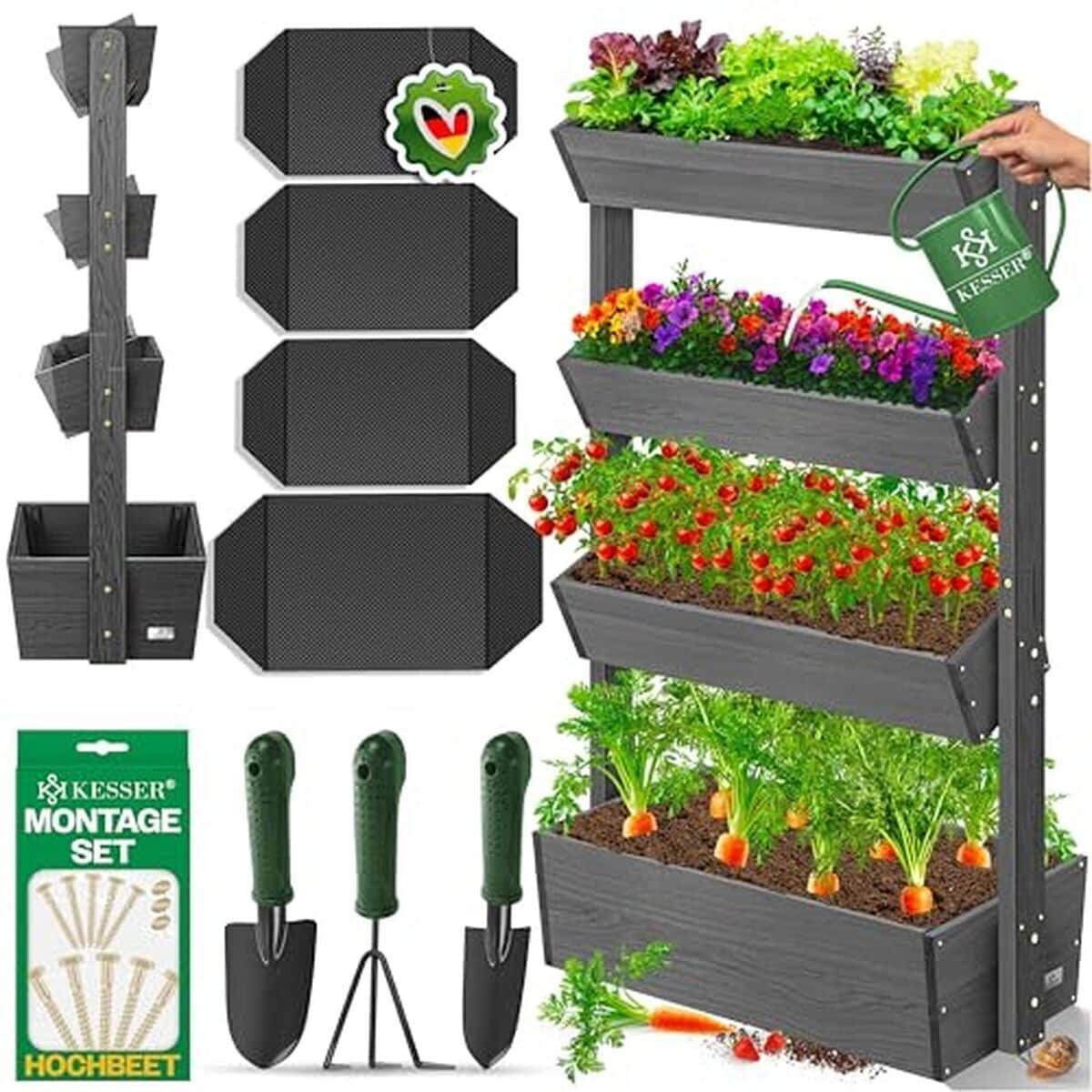 Test de la jardinière surélevée KESSER® 4 étages anthracite