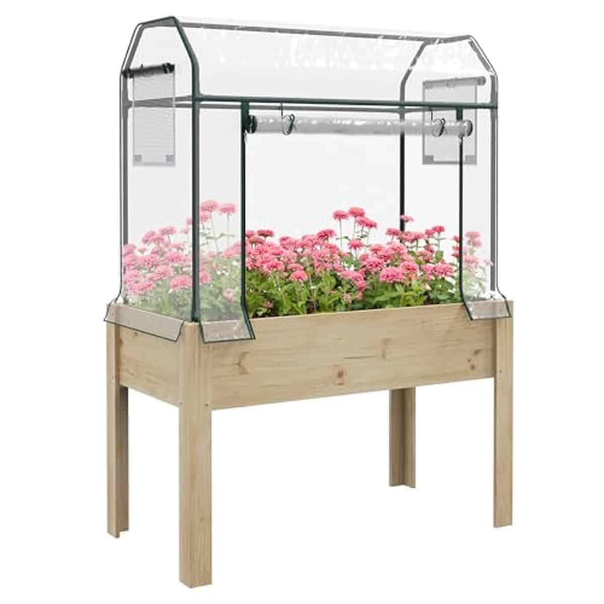 Test : jardinière surélevée Outsunny en bois avec serre plastique